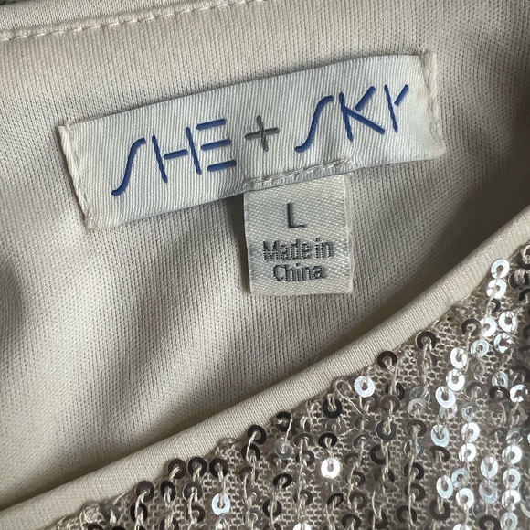 Long Sleeve Sequence Mid Length Dress, Size Large - Picture 3 of 3